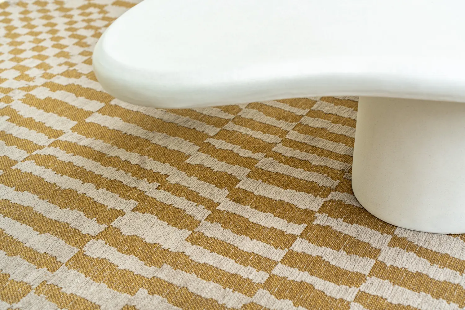 DYWAN Berber Round Erg okrągły, szaro-żóła kolorystyka, geometryczny wzór, nowoczesny styl, premium