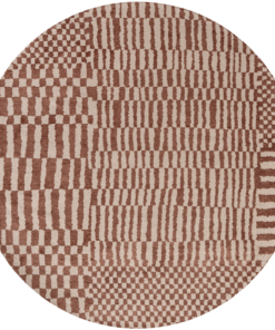 DYWAN Berber Round Ksar okrągły, szaro-brązowa kolorystyka, geometryczny wzór, nowoczesny styl