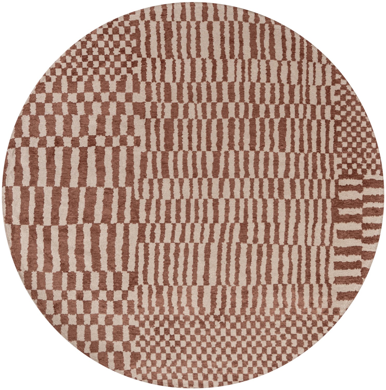 DYWAN Berber Round Ksar okrągły, szaro-brązowa kolorystyka, geometryczny wzór, nowoczesny styl