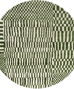 DYWAN Berber Round Oasis okrągły, szaro-zielona kolorystyka, geometryczny wzór, nowoczesny styl