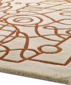 DYWAN Florence Terracotta, wełniany, ręcznie tuftowany, zaprojektowany przez Malwinę Konopacką, designerski styl, nagrodzony nagrodą Red Dot, piękny