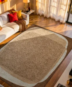 DYWAN Marble Oak prostokątny, tkany na płasko, przyjazny alergikom oraz zwierzętom, beżowo-brązowa kolorystyka, piękny