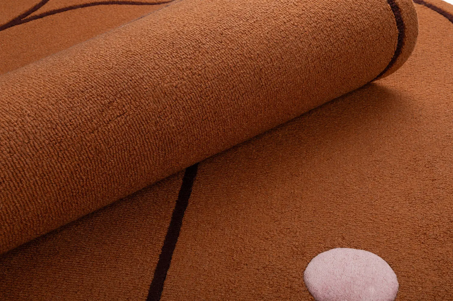 DYWAN Paris Terracotta wełniany, ręcznie tuftowany, zaprojektowany przez Malwinę Konopacką, brązowy, designerski styl, nagrodzony nagrodą Red Dot, premium