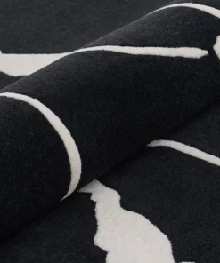 DYWAN Shapes Canyon Black prostokątny, czarny z abstrakcyjnym, białym wzorem, designerski styl, piękny