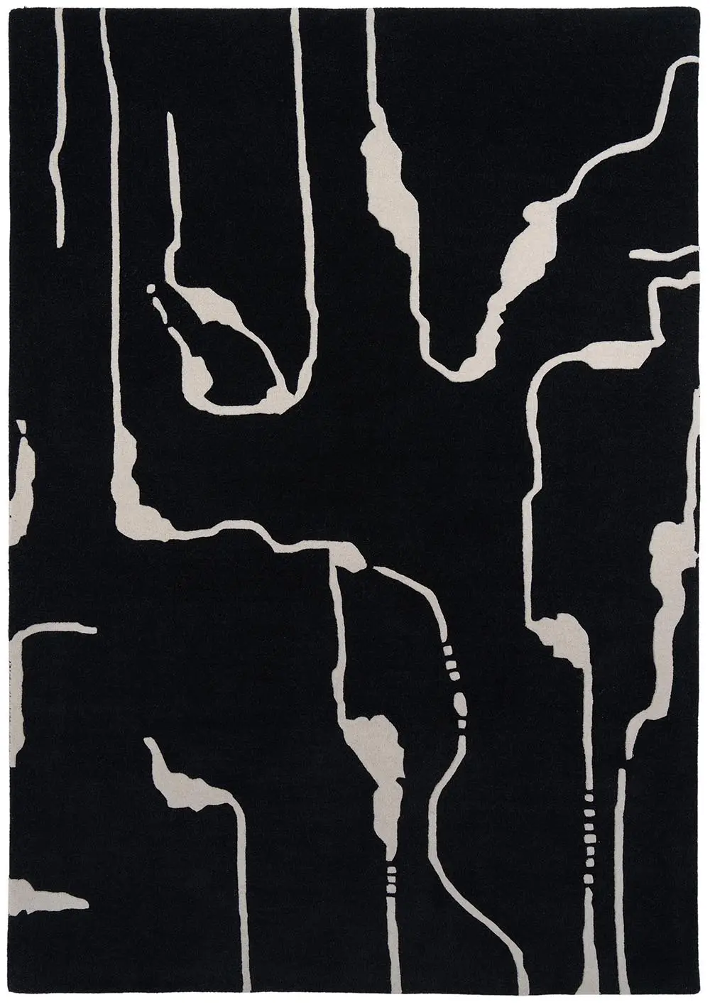 DYWAN Shapes Canyon Black prostokątny, czarny z abstrakcyjnym, białym wzorem, designerski styl