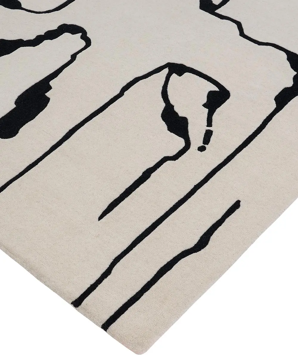 DYWAN Shapes Canyon White prostokątny, biały z abstrakcyjnym czarnym wzorem, designerski styl, premium