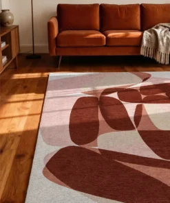 DYWAN Stones Cherry Mocha prostokątny, czerwono-różowa kolorystyka kolorystyka, nowoczesny wzór, piękny