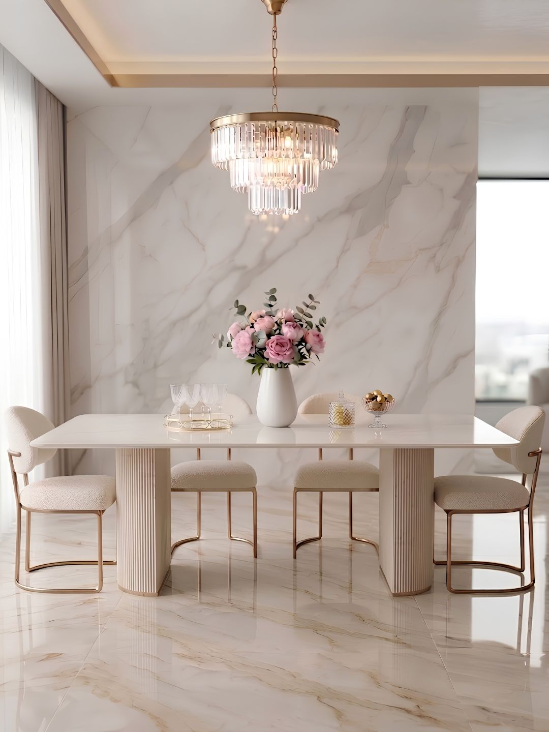 STÓŁ Incante Cashmir owalny na dwóch kaszmirowych nogach z MDF-u lakierowanego, złote błyszczące detale (różne opcje blatów)