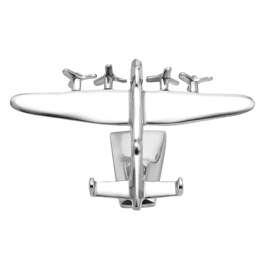 FIGURKA DEKORACYJNA Avro Lancaster, model samolotu typu bombowiec, srebrna, błyszczące wykończenie, dla miłośników militariów, ekskluzywny