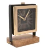 ZEGAR STOJĄCY kwadratowa, czarno-złota tarcz, drewniana podstawa, styl vintage, klasyczny ZEGAR STOJĄCY kwadratowa, czarno-złota tarcz, drewniana podstawa, styl vintage, klasyczny