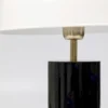 LAMPA STOŁOWA stalowa emaliowana, biało-czarna z złotymi elementami, nowoczesny styl, ekskluzywna