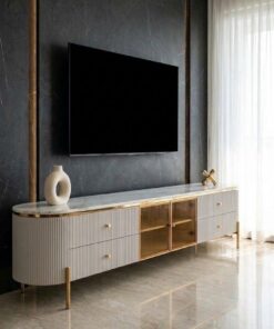 Szafka RTV - 280 cm - szklana witrynka