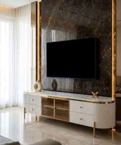Szafka RTV - 200 cm - szklana witrynka