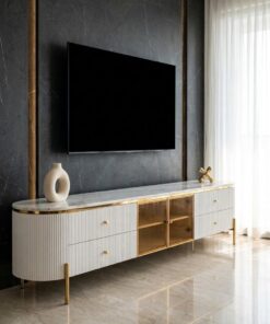 Szafka RTV - 280 cm - szklana witrynka