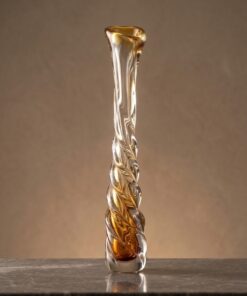 WAZON szklany wysoki, skręcany, bursztynowo-przezroczysty